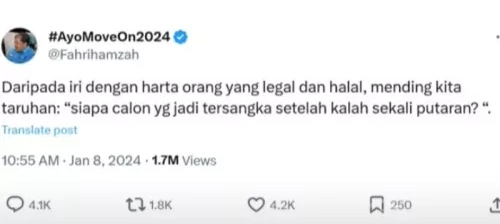 Twitter Fahri Hamzah soal Capres Jadi Tersangka Setelah Pilpres 2024.