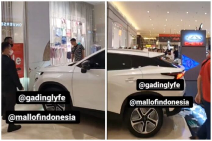 Viral Mobil Listrik Chery Omoda Dikendarai Bocah SD Tabrak MOI Kelapa Gading, Jakarta. (Dok: X/@gadinglyfe)