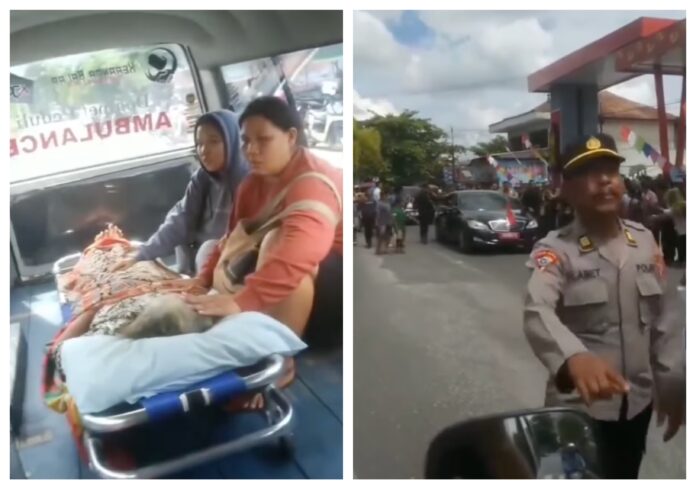 Tangkapan Layar Viral Ambulans Disetop. (X/NinzExe07)