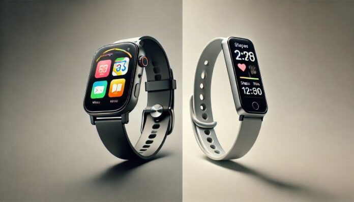 Ilustrasi Smartwatch vs Smartband. (Foto: ChatGPT)