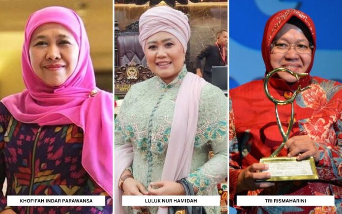 Kompilasi Foto Khofifah Indar Parawansa, Luluk Nur Hamidah dan Tri Rismaharini. (Foto: Istimewa)