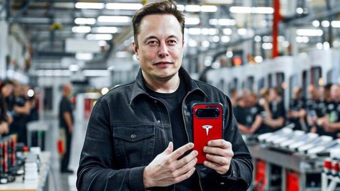 Elon Musk Perlihatkan Ponsel Tesla. (Foto: Techrum)